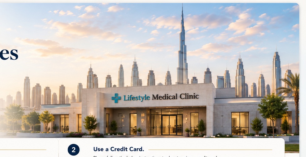 Lifestyle Medical Clinic with the Dubai skyline
